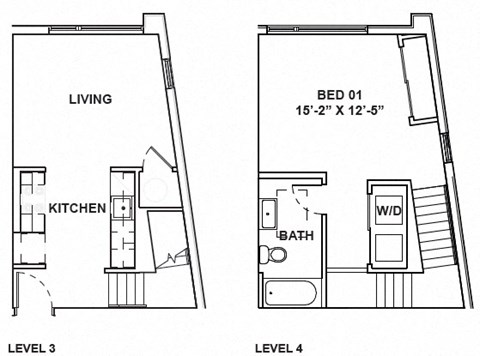 Floor plan for 1 bed, 1 bath, 706 sqft